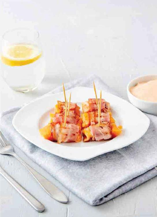 SALMON BACON ROLLS WITH DIPPING SAUCE
