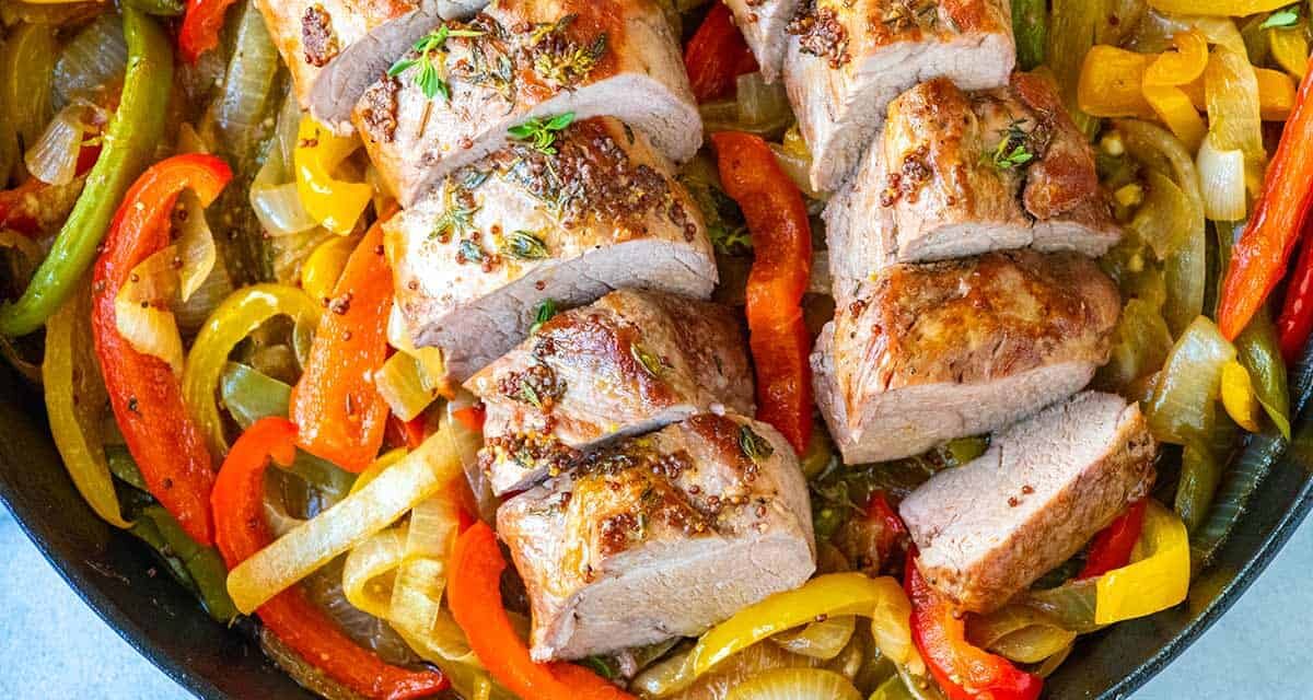 Rich Pork Tenderloin With Peppers And Onions