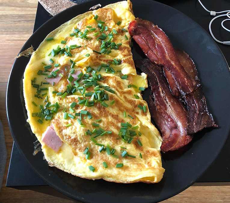 Cheddar and Bacon Omelets with Chives