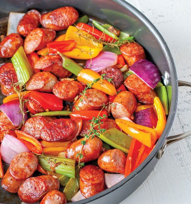 QUICK BRAISED SAUSAGE AND PEPPERS