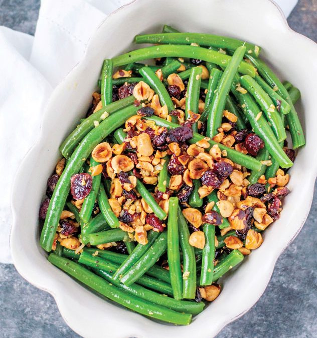 GREEN BEANS WITH TOASTED HAZELNUTS AND DRIED CRANBERRIES