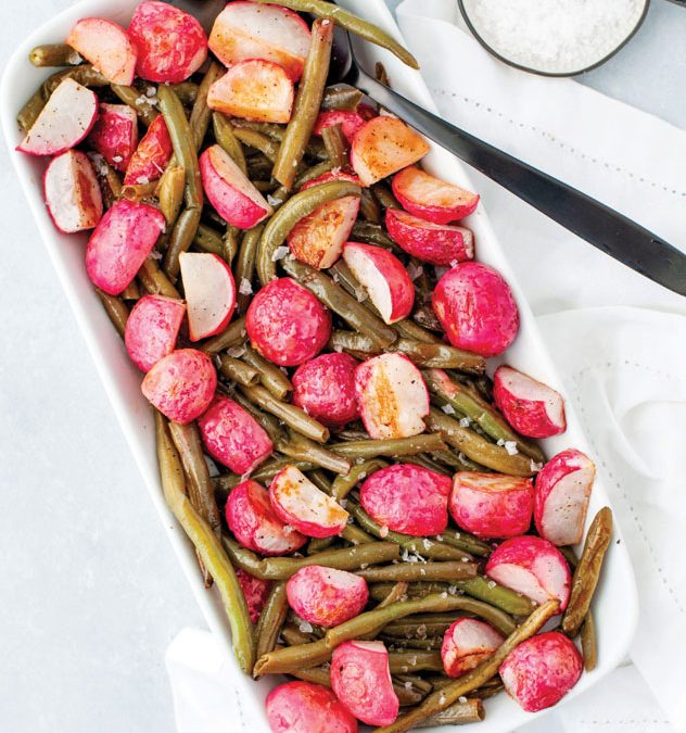 SALT AND VINEGAR ROASTED RADISHES AND GREEN BEANS