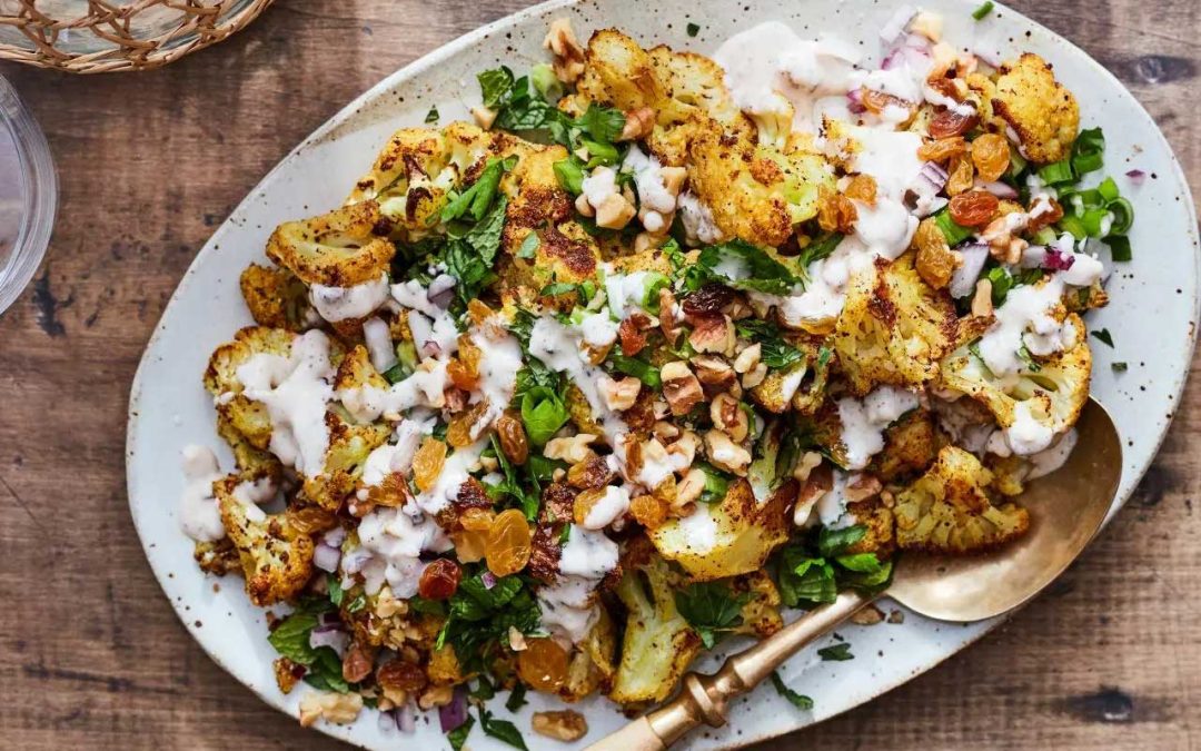 Roasted Cauliflower and Tahini Yogurt Sauce