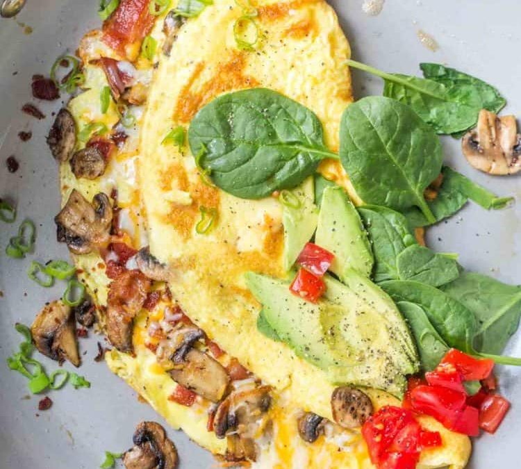 Bacon, Mushroom, and Swiss Omelet