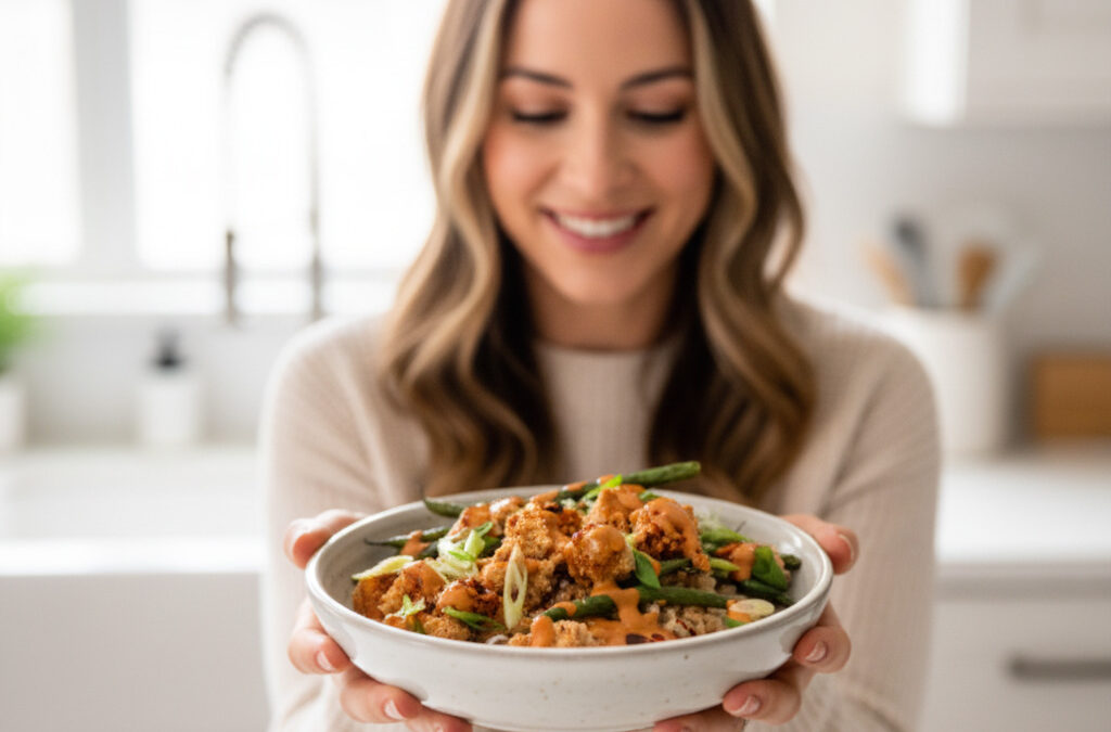 Crispy Peanut Tofu and Cauliflower Rice Stir-Fry