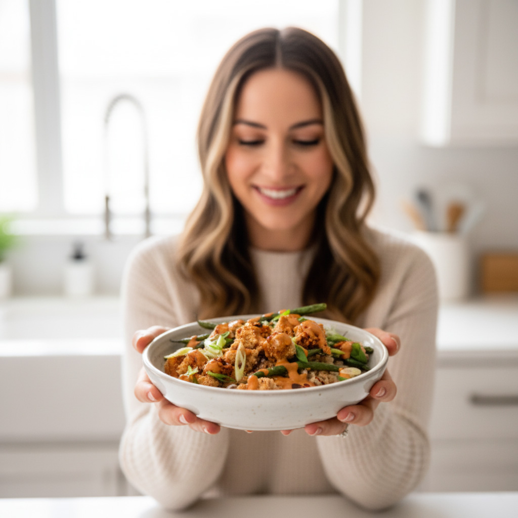Crispy Peanut Tofu and Cauliflower Rice Stir-Fry