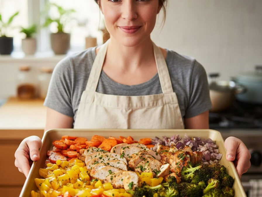 Keto Sheet Pan Chicken and Rainbow Veggies