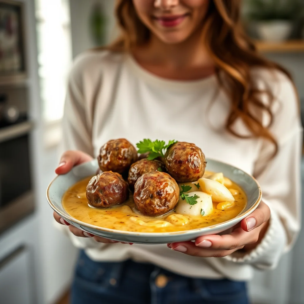 Juicy Pork Meatballs in Creamy Coconut Curry – vegetarian recipe