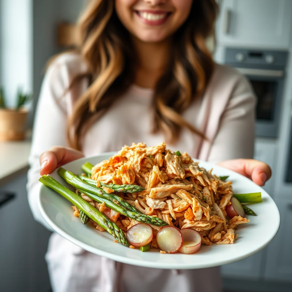 Instant Pot Spicy Shredded Chicken with Asparagus – vegetarian recipe
