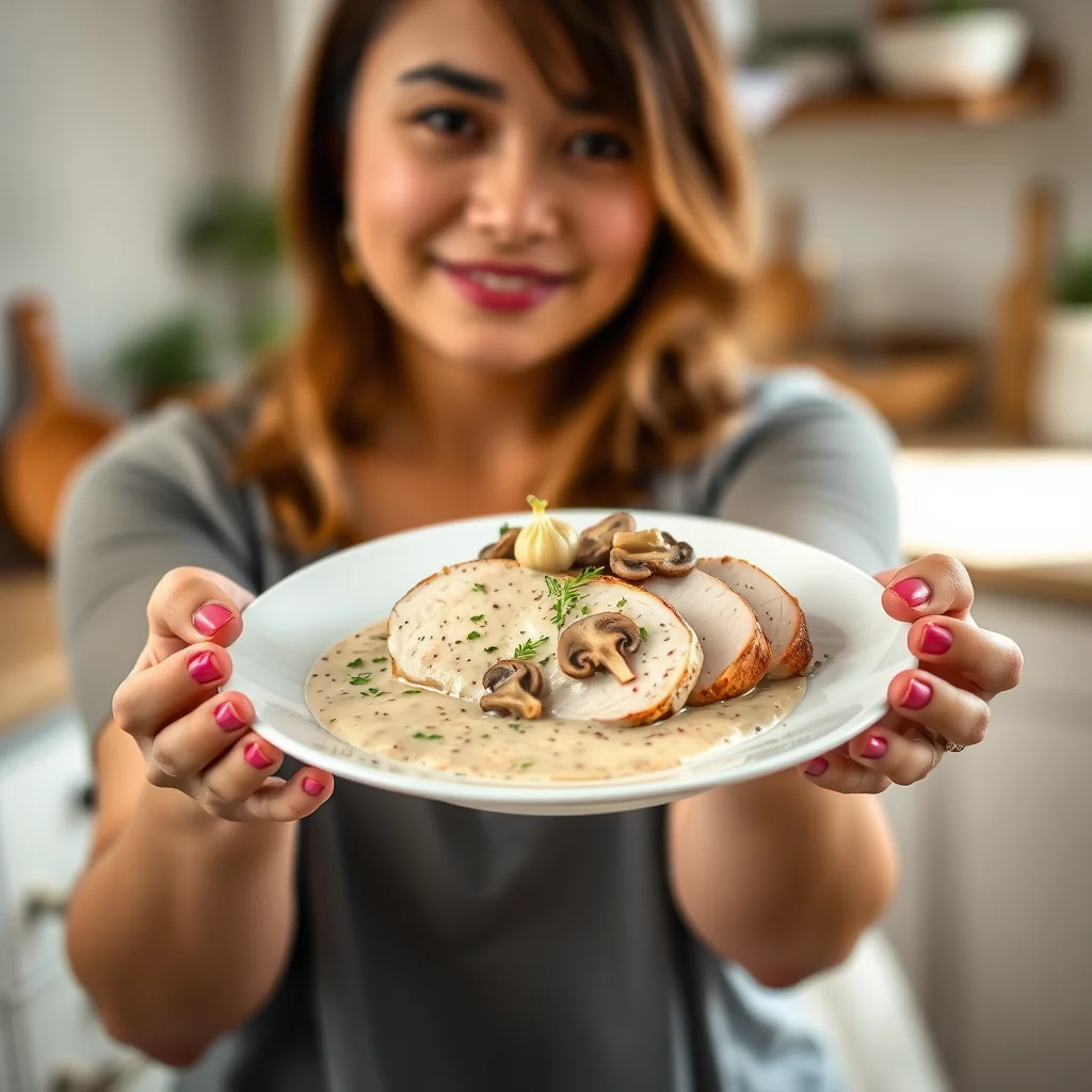 Instant Pot Turkey Breast with Creamy Mushroom Sauce – vegetarian recipe