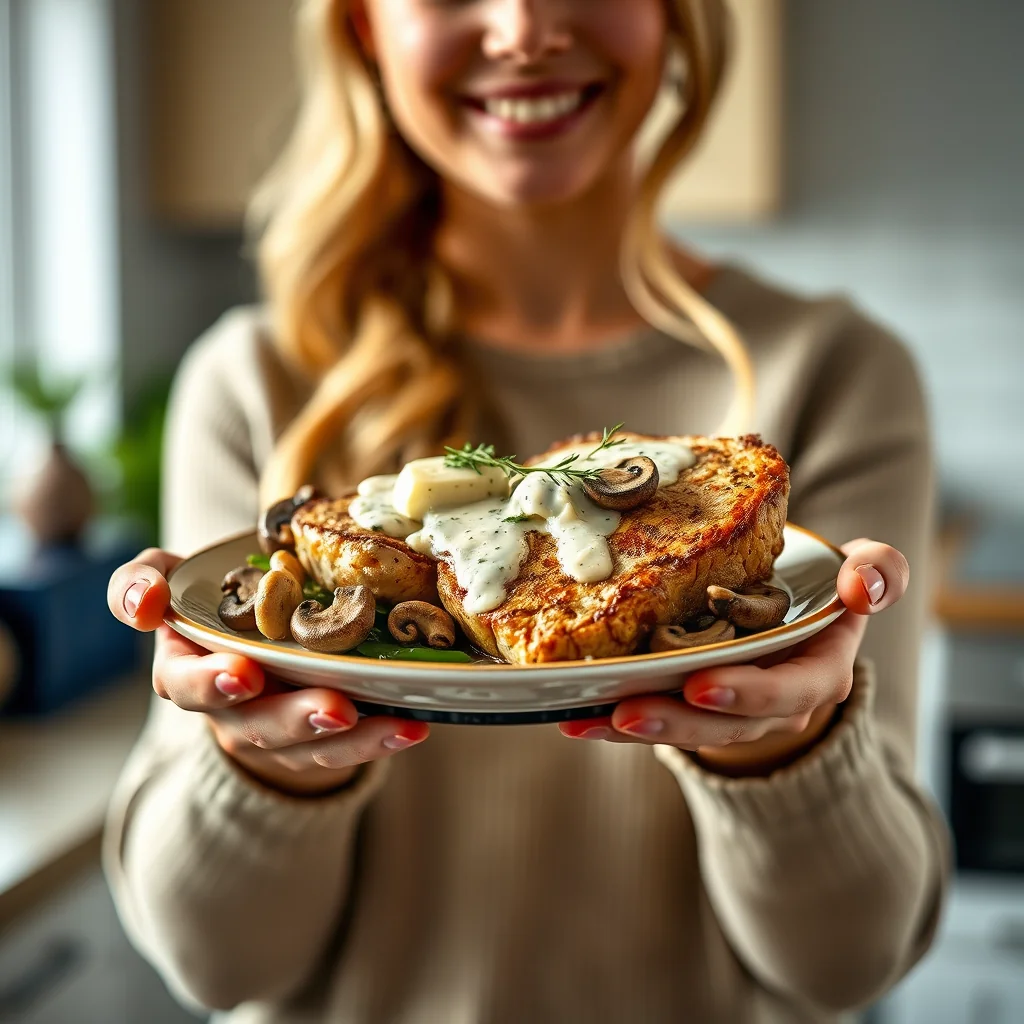 Creamy Gorgonzola & Mushroom Pork Chops – vegetarian recipe