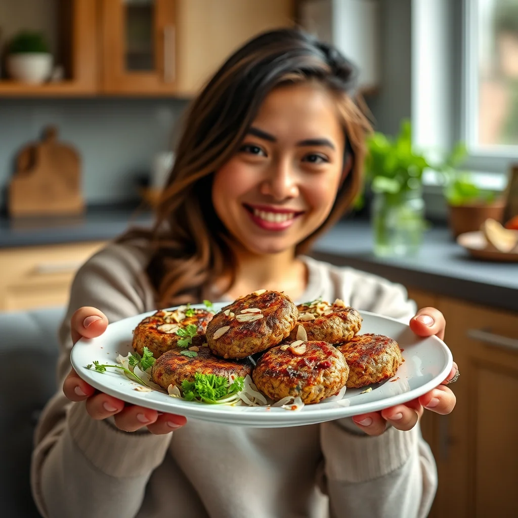 Spicy Lamb Patties with Crunchy Almond Crust – vegetarian recipe
