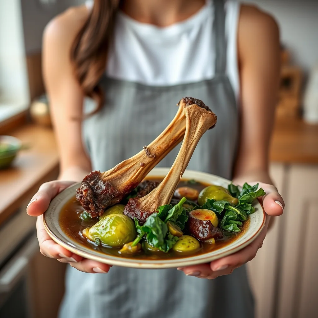 Pressure Cooker Beef Bone Broth with Brussels Sprouts & Spin – vegetarian recipe