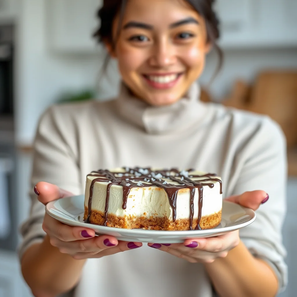Instant Pot Keto Cheesecake with Chocolate Drizzle – vegetarian recipe
