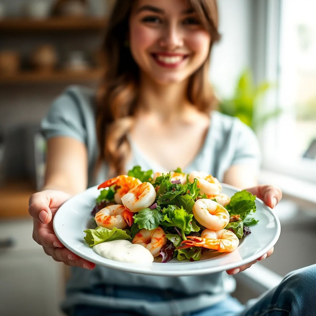 Salad of Prawns and Mixed Lettuce Greens – vegetarian recipe