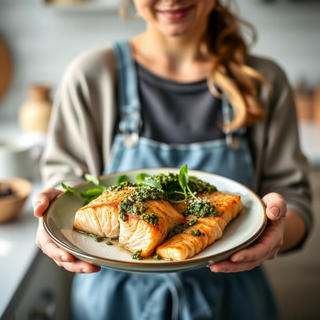 Keto Baked Salmon with Pesto – vegetarian recipe