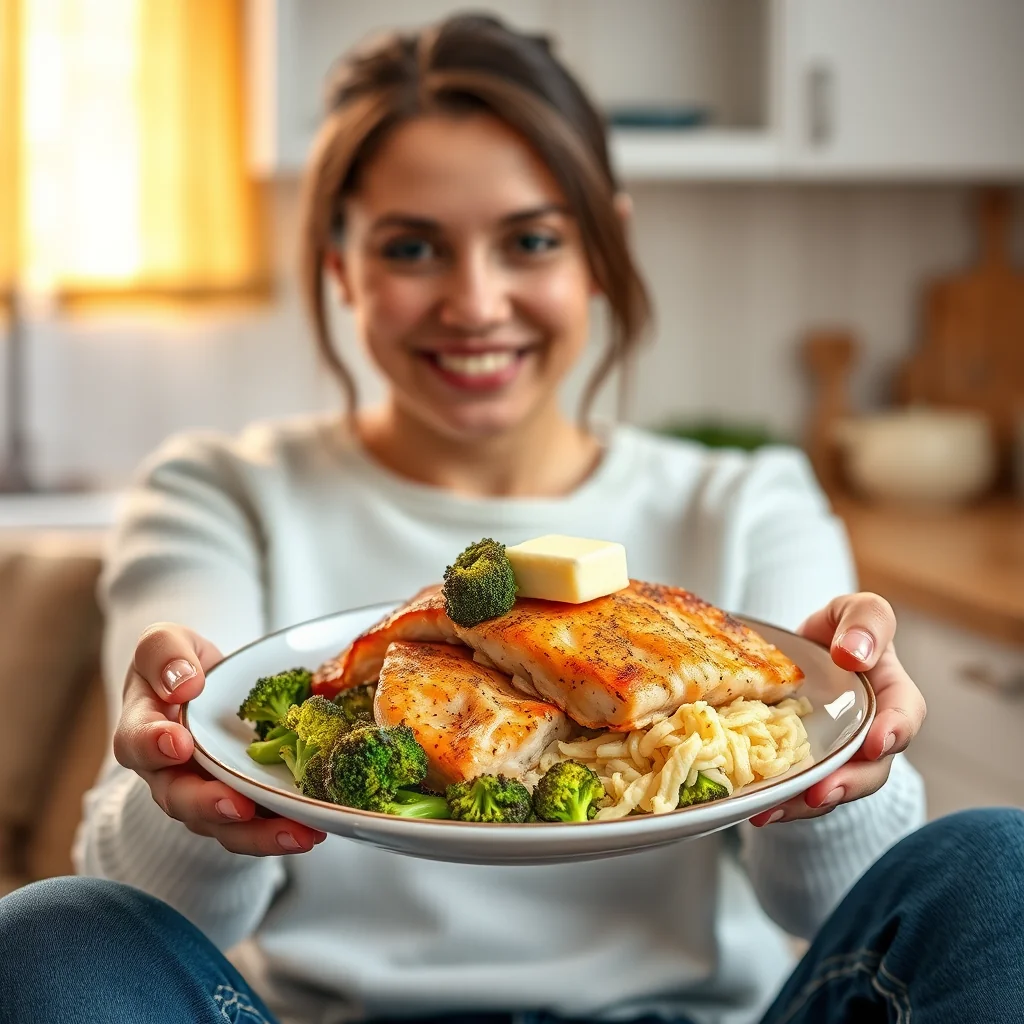 Keto Fried Salmon with Broccoli and Cheese – vegetarian recipe