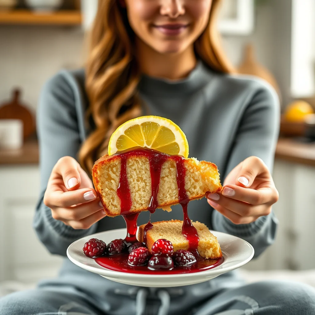 Instant Pot Keto Lemon Cake with Sugar-Free Berry Syrup – vegetarian recipe
