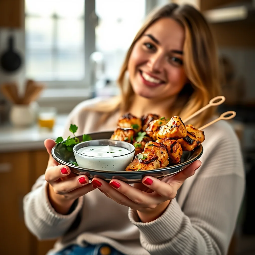 Chicken Tikka Skewers with Cilantro-Lime Dipping Sauce – vegetarian recipe
