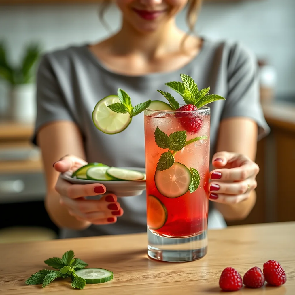 Raspberry Cucumber Mojito Mocktail – vegetarian recipe