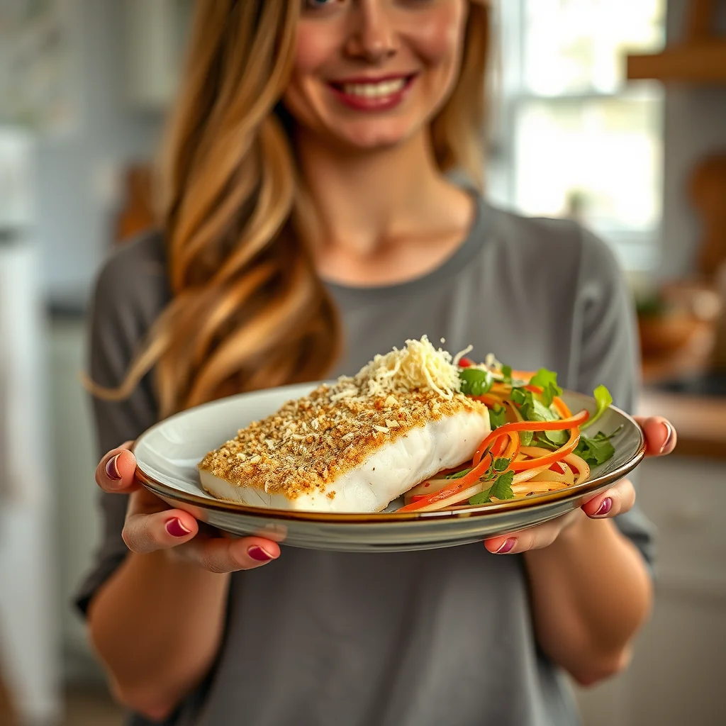 Macadamia-Crusted Halibut with Orange Sesame Salad – vegetarian recipe