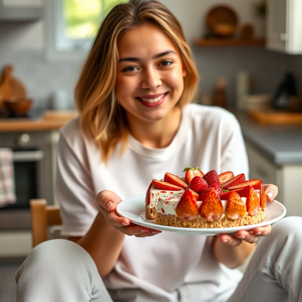 No-Bake Strawberry Cheesecake with Almond-Macadamia Crust – vegetarian recipe