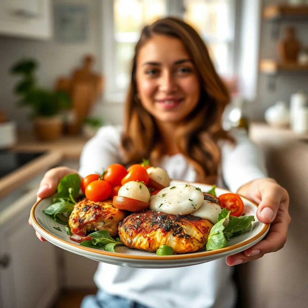 Baked Pesto Mozzarella Chicken with Caprese Salad – vegetarian recipe