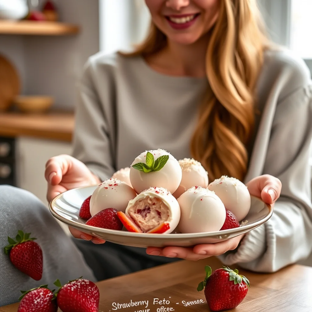 Strawberry Cheesecake Keto Fat Bombs – vegetarian recipe