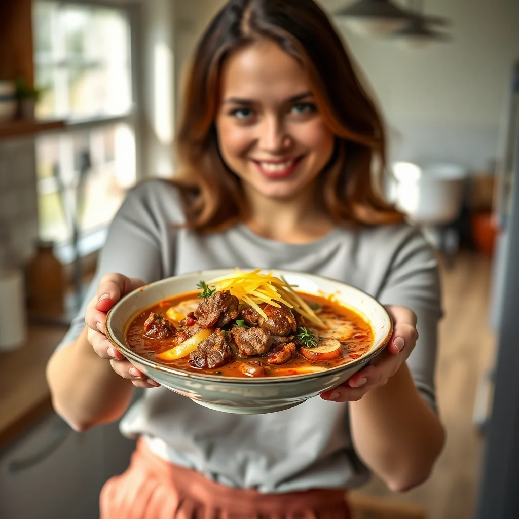 Meaty Cheeseburger Soup – vegetarian recipe