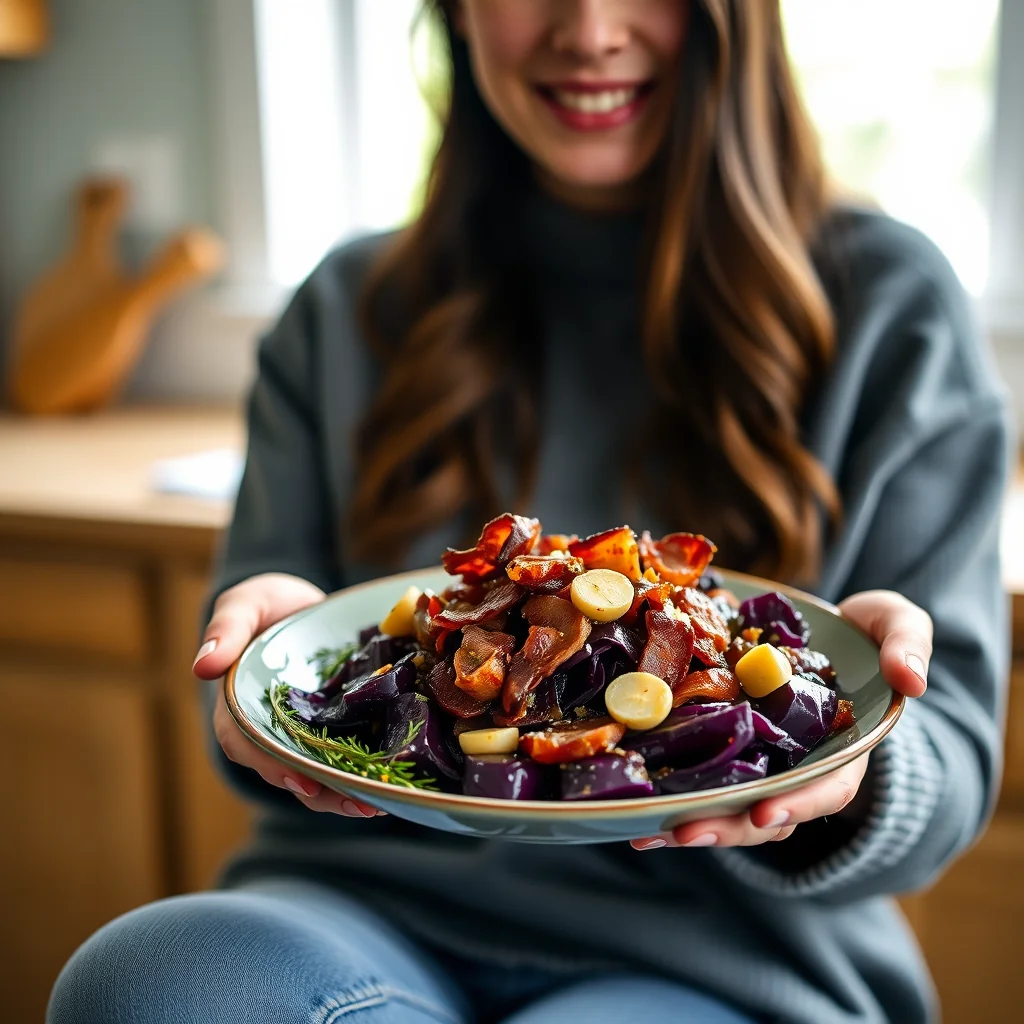 Slow Cooker Braised Red Cabbage with Bacon – vegetarian recipe