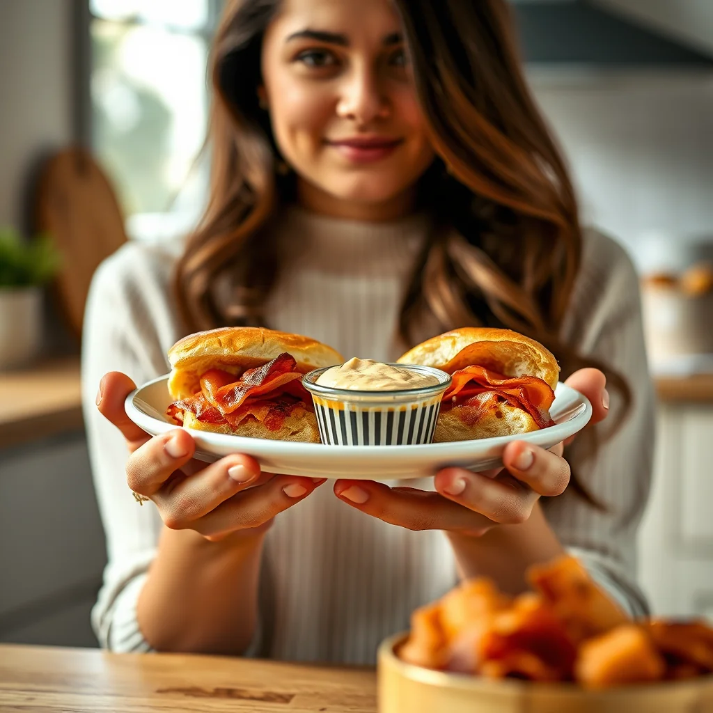 Smoked Salmon and Bacon Rolls with Creamy BBQ Dip – vegetarian recipe
