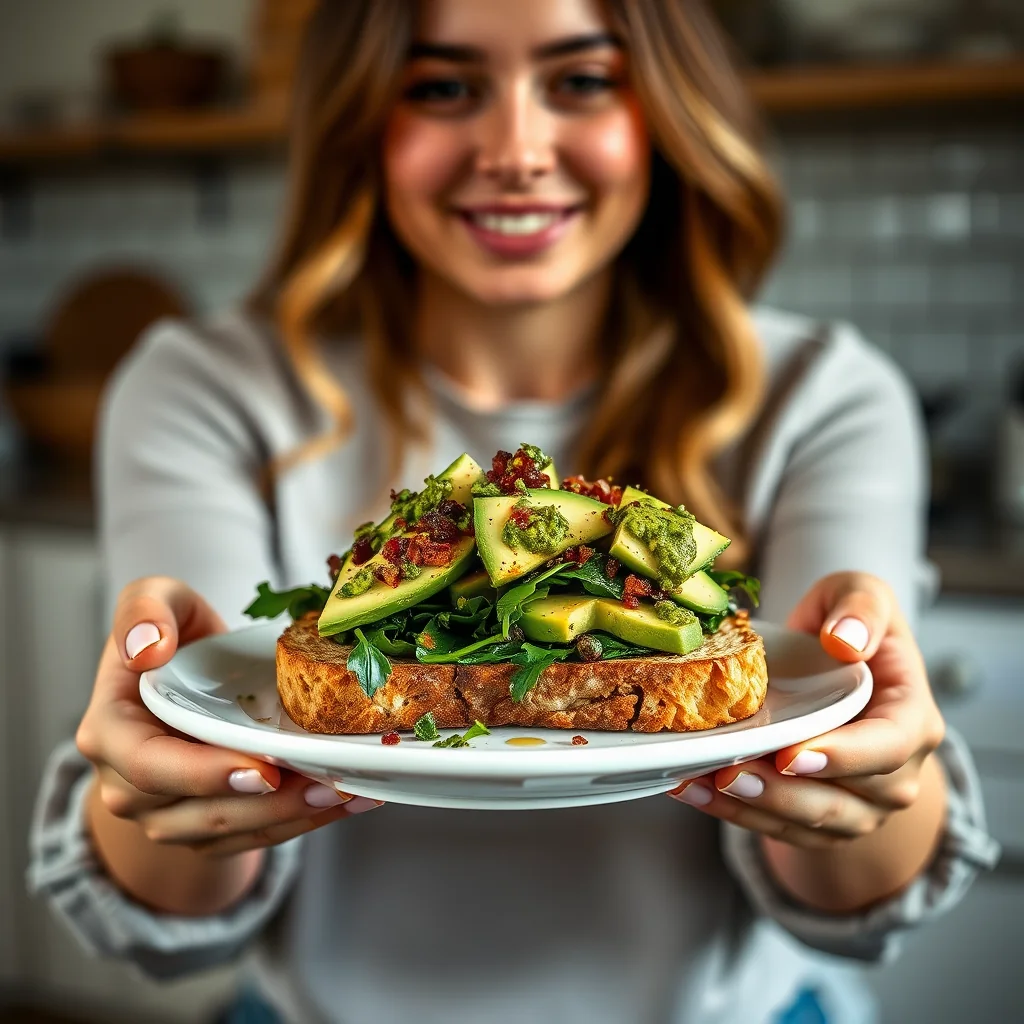 Biscuit Avocado Toast with Wilted Spinach & Chimichurri – vegetarian recipe
