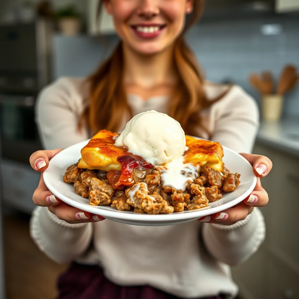 Sweet & Savory Maple Pork Bake with Vanilla Ice Cream – vegetarian recipe