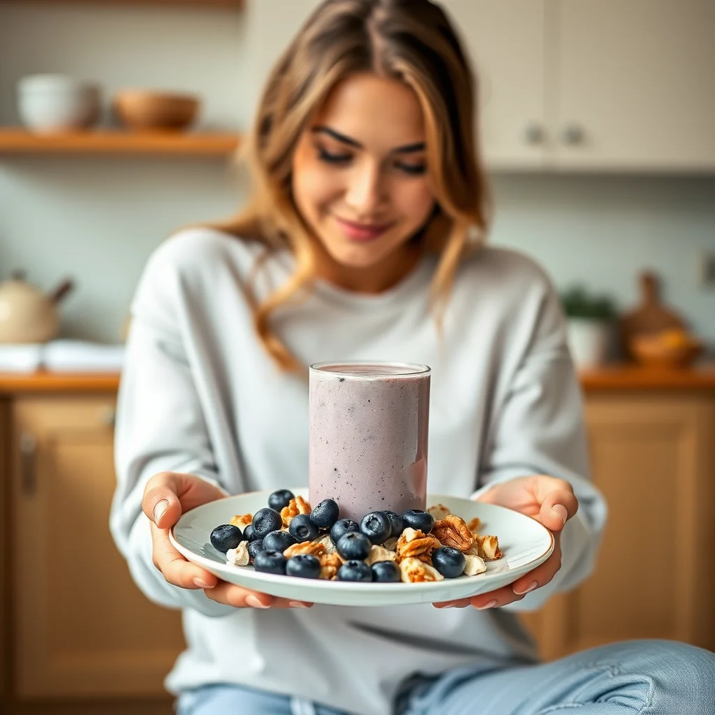 Creamy Blueberry Walnut Smoothie Keto Breakfast – vegetarian recipe