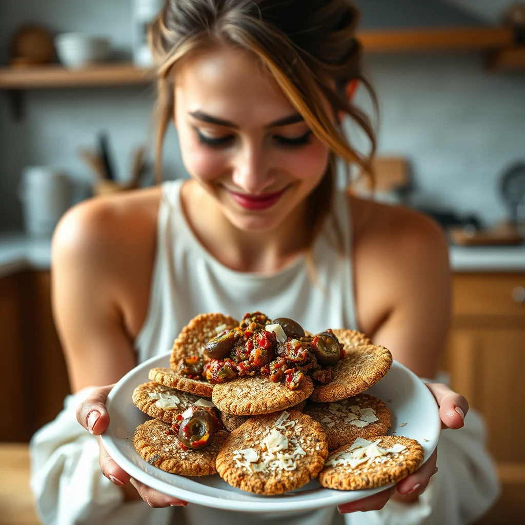 Crispy Flaxseed Crackers with Olive Tapenade – vegetarian recipe
