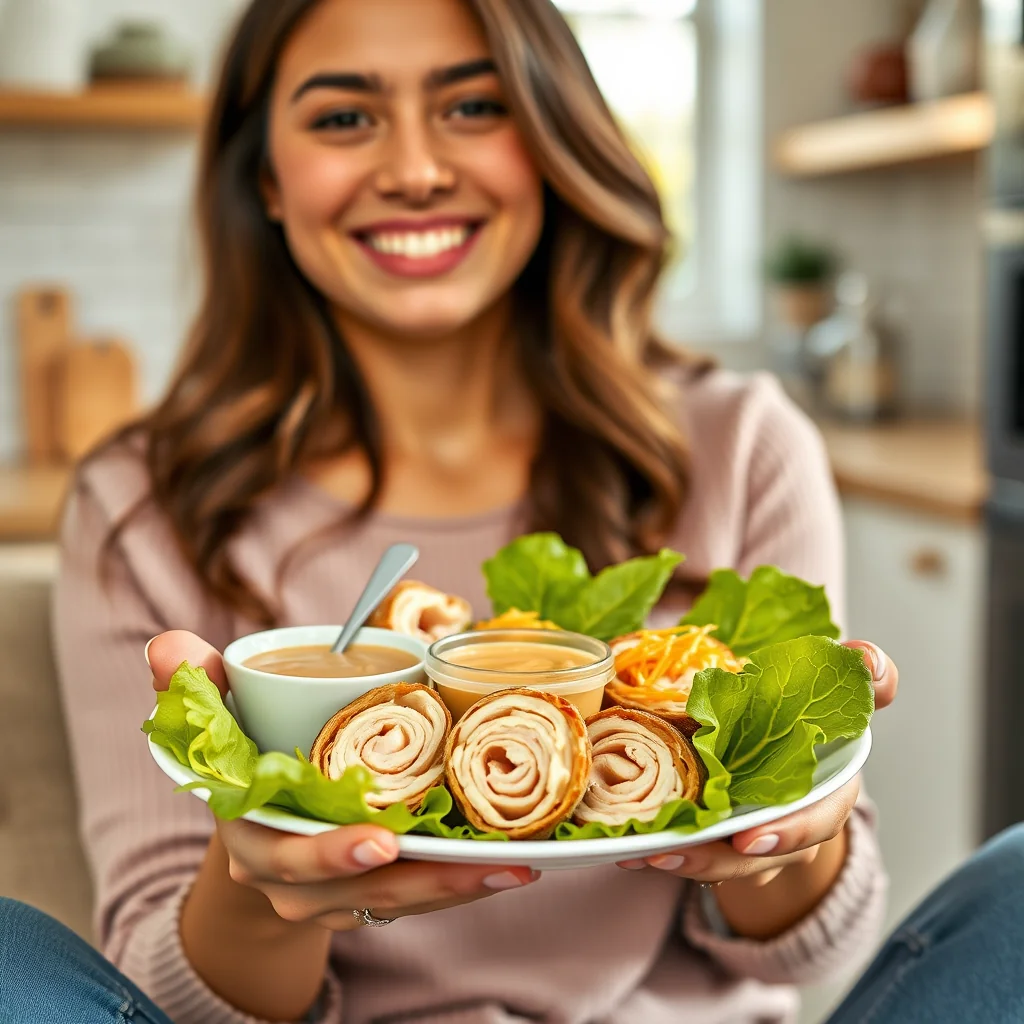 No-Bread Turkey and Cheese Roll-Ups with Mustard-Mayo Dip – vegetarian recipe