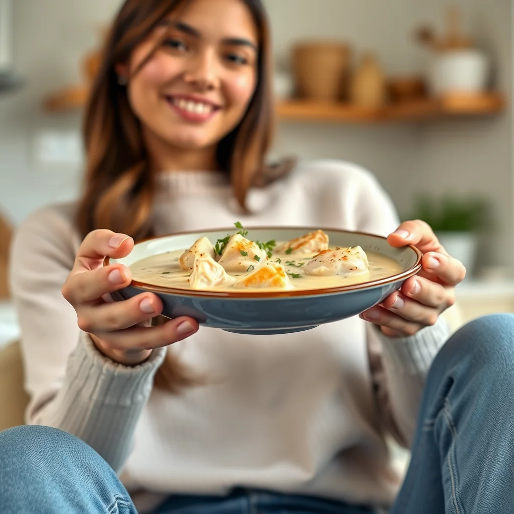Quick Creamy Microwave Chicken Soup (Low-Carb) – vegetarian recipe