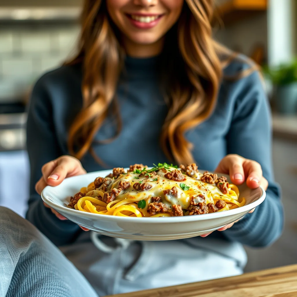 Creamy Cheesy Ground Beef Skillet with Hidden Spaghetti Squa – vegetarian recipe