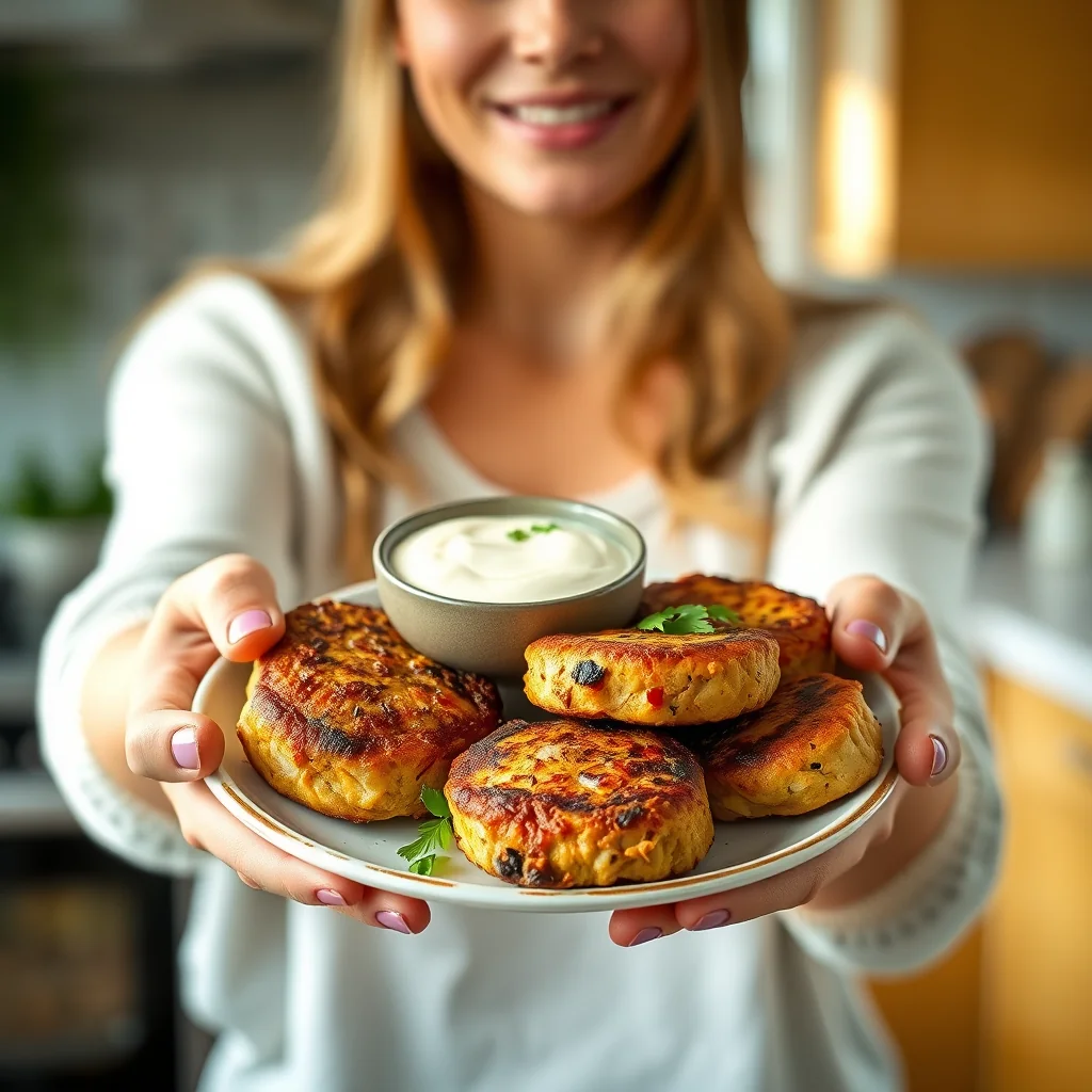 Mild Curry Chicken Patties with Coconut Dipping Sauce – vegetarian recipe