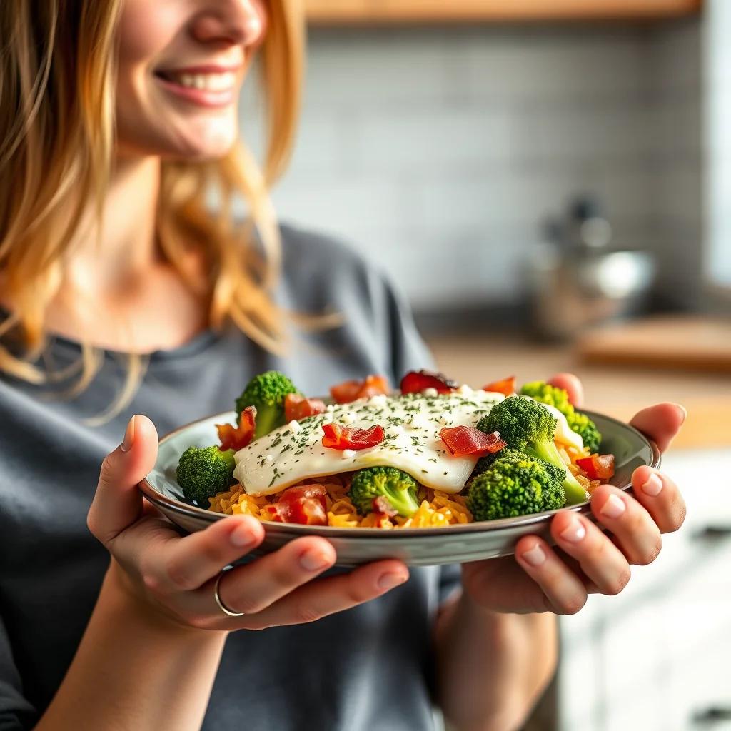 Keto Broccoli, Bacon, and Blue Cheese Melt – vegetarian recipe