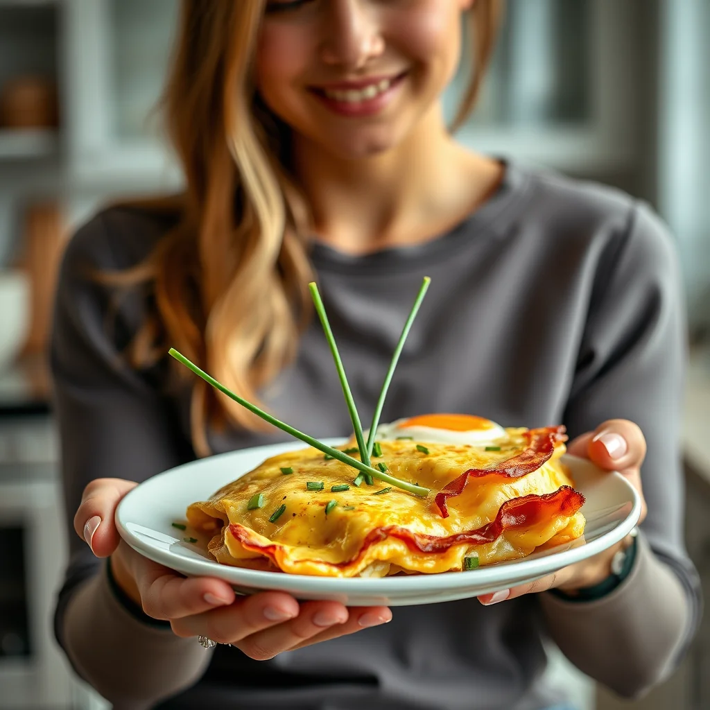 Bacon, Cheddar, and Chive Omelet – vegetarian recipe