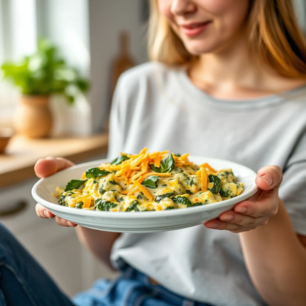Cheesy Spinach and Egg Scramble (Keto-Friendly) – vegetarian recipe