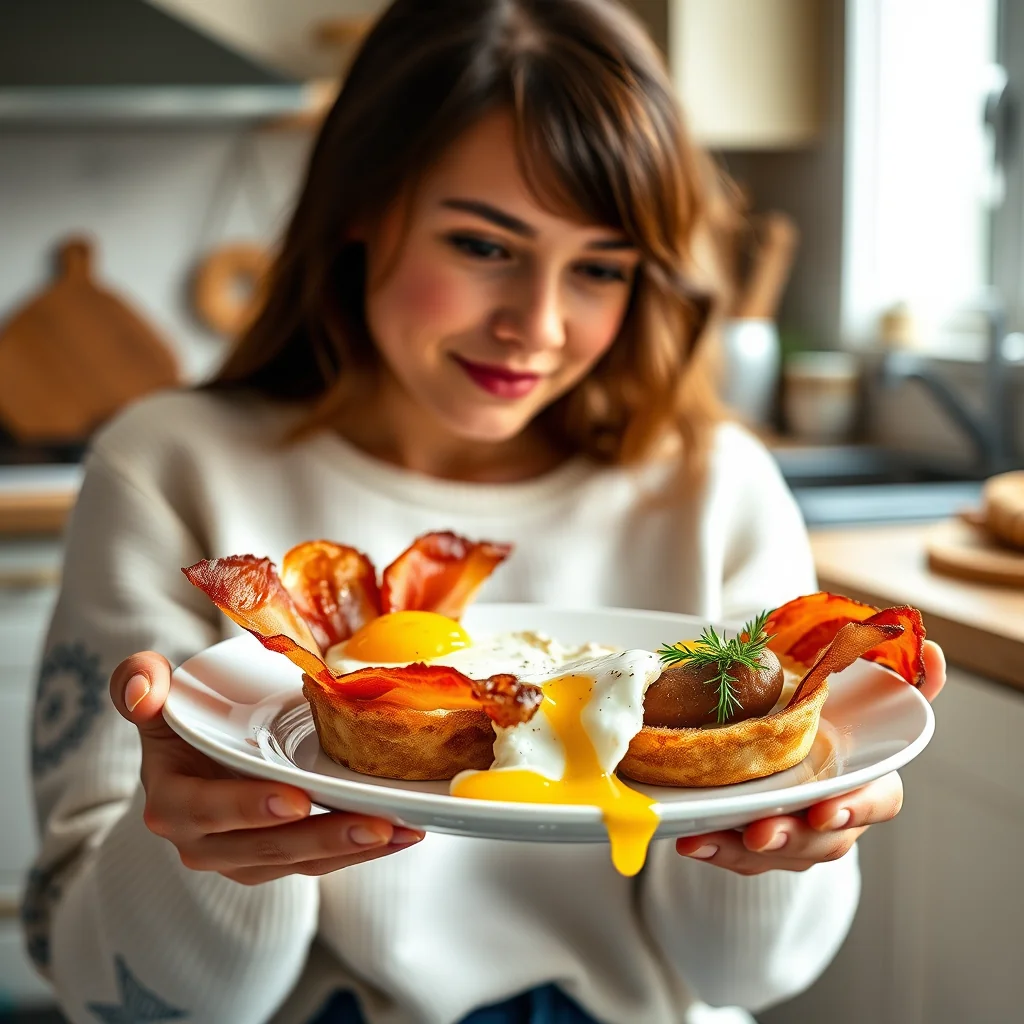 Bacon and Sausage Breakfast Cups with Fried Egg – vegetarian recipe
