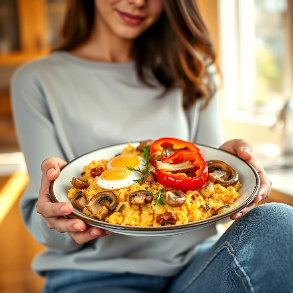 Flavorful Ham and Mushroom Scramble – vegetarian recipe
