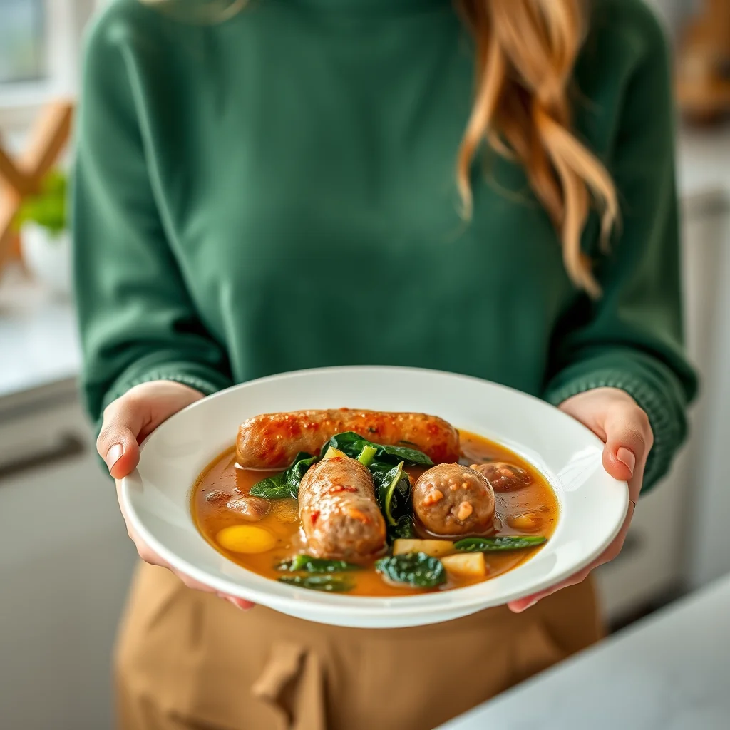 Hearty Keto Sausage and Spinach Soup – vegetarian recipe