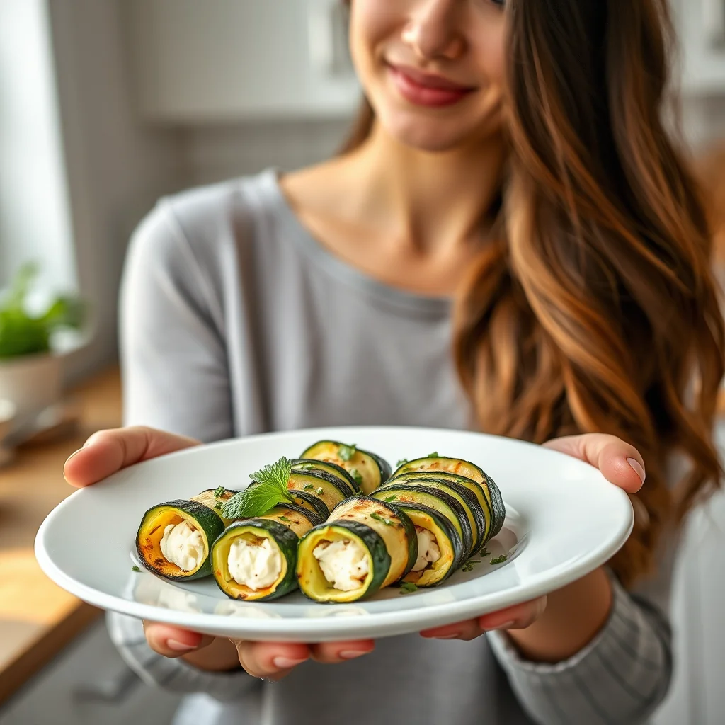 Grilled Zucchini Roll-Ups with Goat Cheese and Herbs – vegetarian recipe
