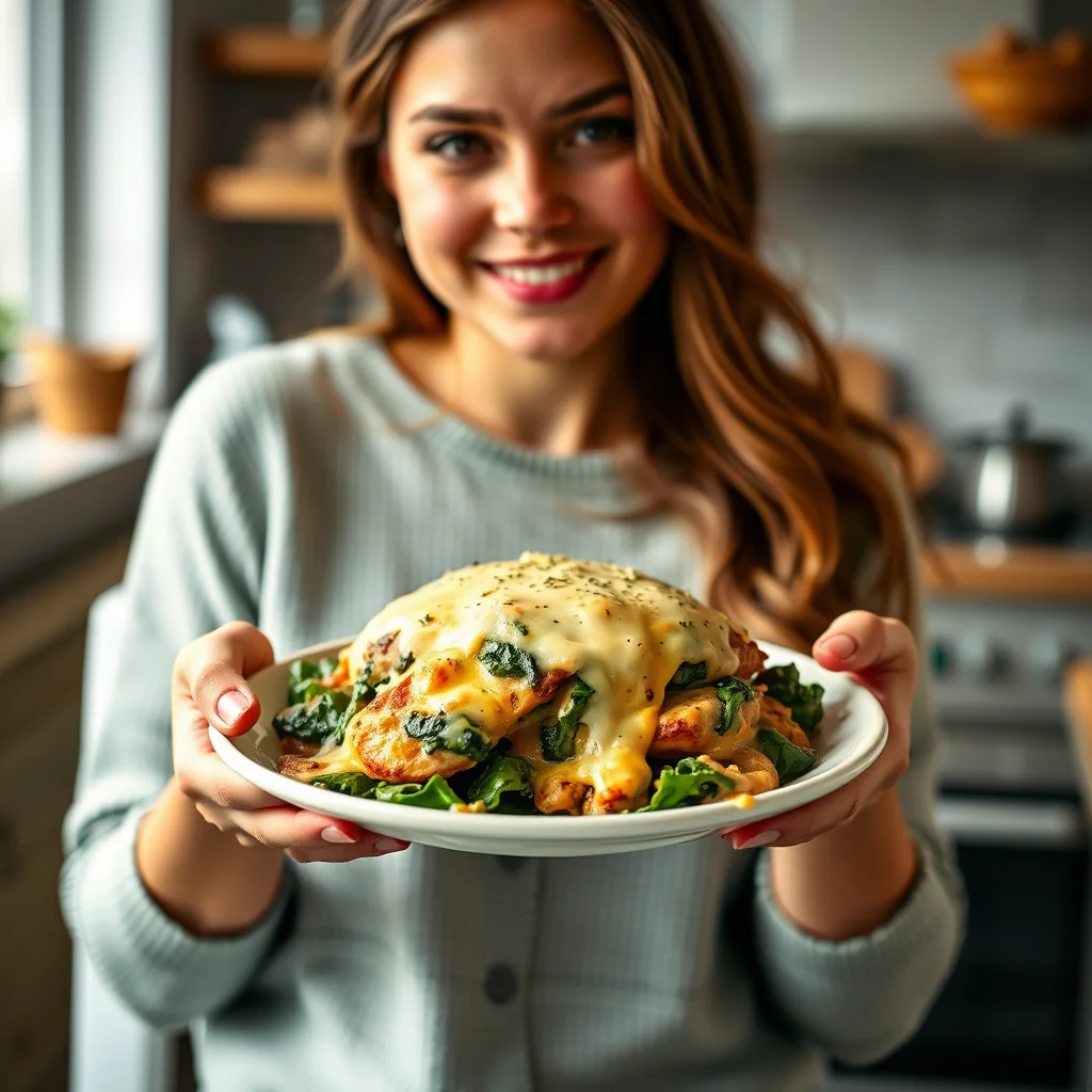 Cheesy Chicken and Spinach Bake – vegetarian recipe