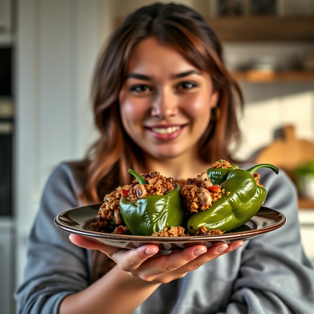 Pork and Mushroom Stuffed Poblano Peppers – vegetarian recipe