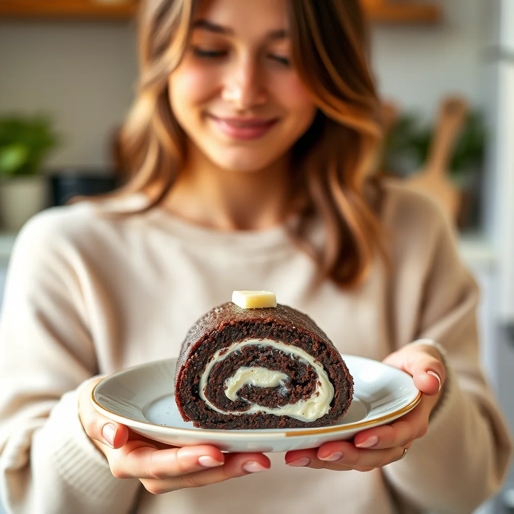 Keto Chocolate Cake Roll with Cream Cheese Filling – vegetarian recipe