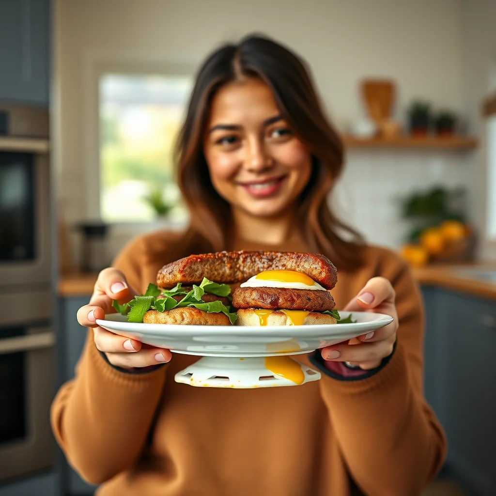 Keto Sausage and Egg Breakfast Burger – vegetarian recipe